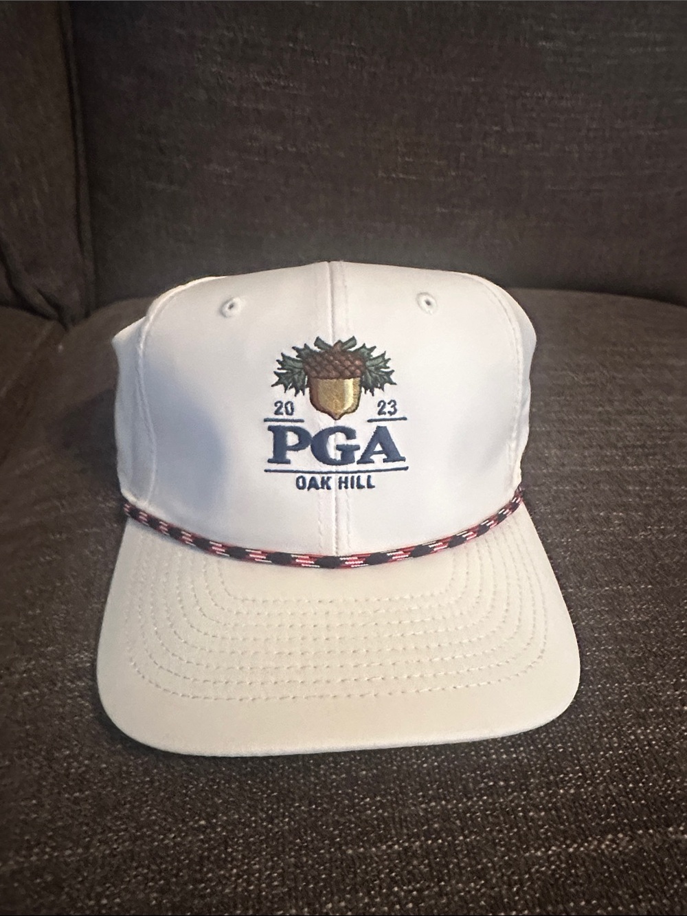 PGA Oak Hill 2023 White Rope-Trim Baseball Cap